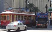 New Orleans 1-8-2017. [trash Truck Kisses Trolley]