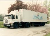 Scania 92m With 40ft Three-compartment Trailer.Tickhill Sth. Yorks. 1987.